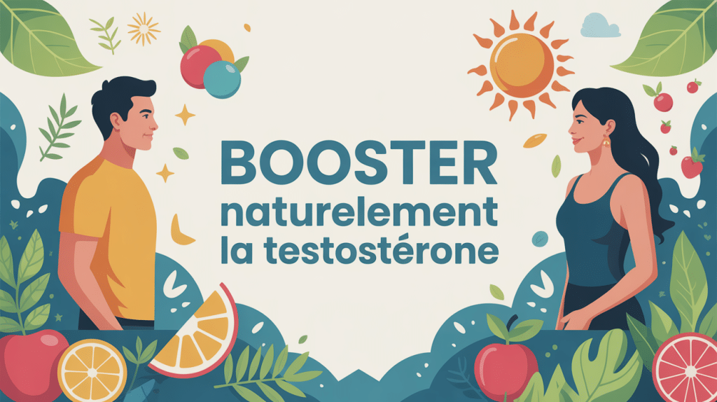 Illustration booster testosterone naturel homme femme vitalité
