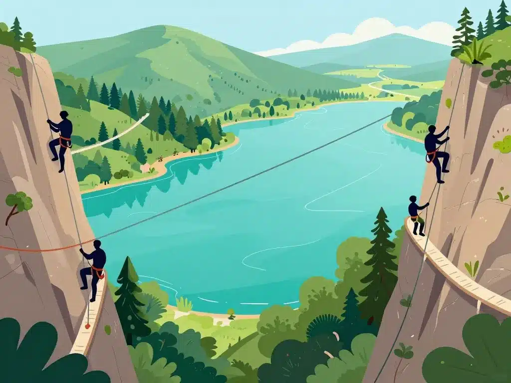 Vue panoramique des parcours via ferrata Vouglans pour tous niveaux