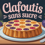 clafoutis sans sucre avec fruits mûrs sur table