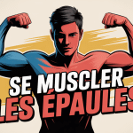 comment se muscler les épaules avec illustration colorée haltères