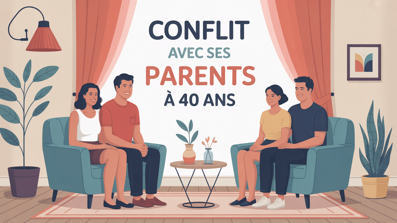 conflit avec ses parents à 40 ans illustration vectorielle salon