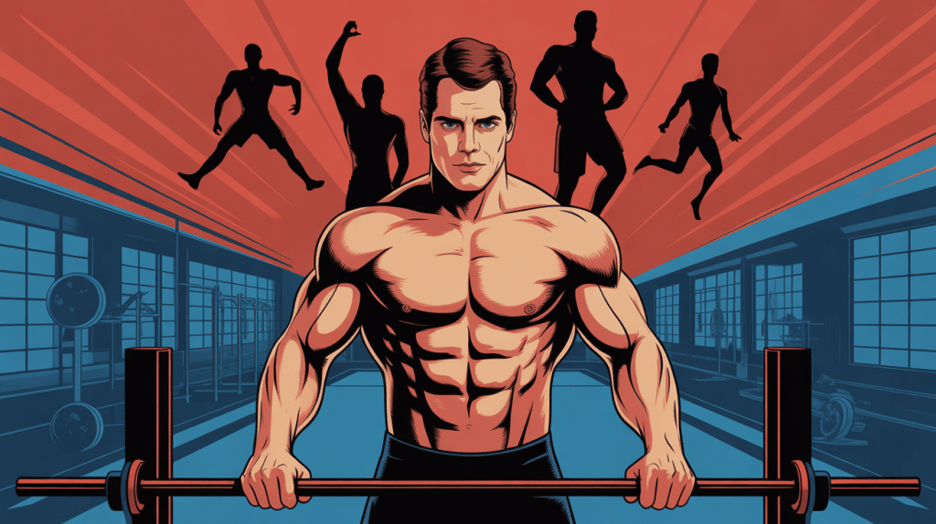 illustration centrale henry cavill musculation salle de sport