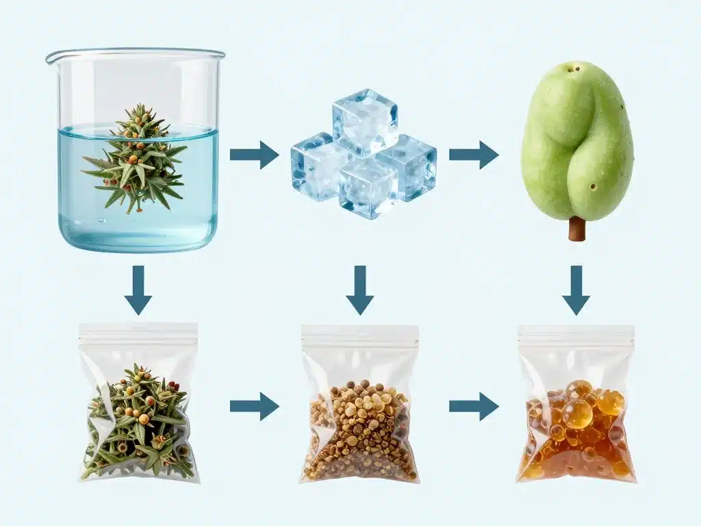 schéma du procédé ice-o-lator extraction trichomes eau glace