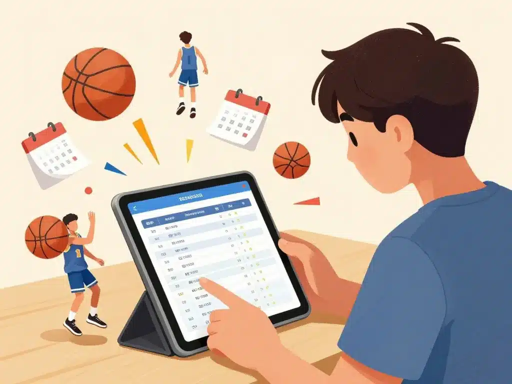 étudiant consulte résultats calendrier inforum basket