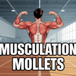 musculation mollets personnage stylisé sur marche salle de sport