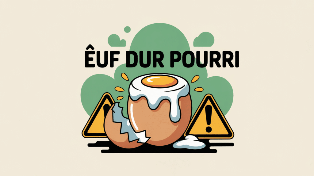 oeuf dur pourri avec signes de danger