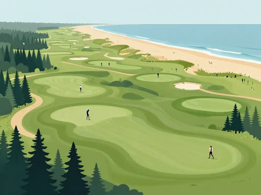 Vue panoramique golf en vendee entre campagne et dunes