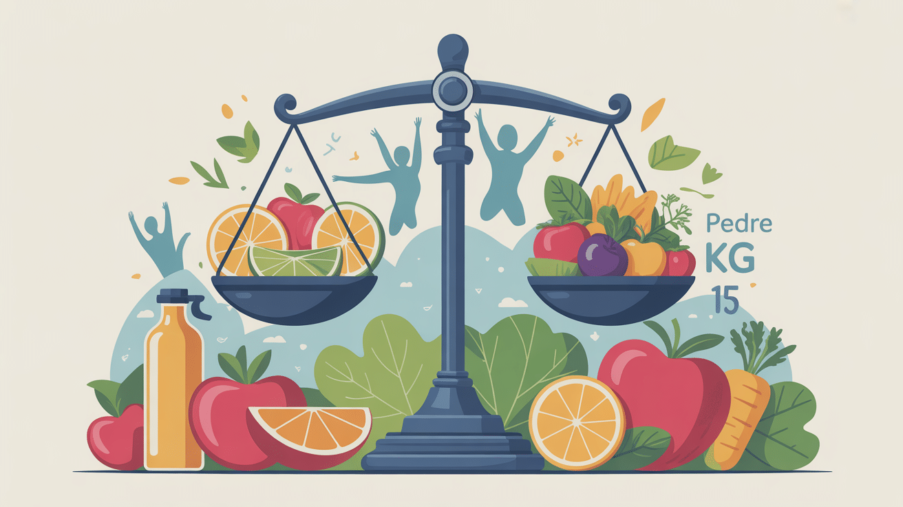 illustration perdre 15 kg balance alimentation activité