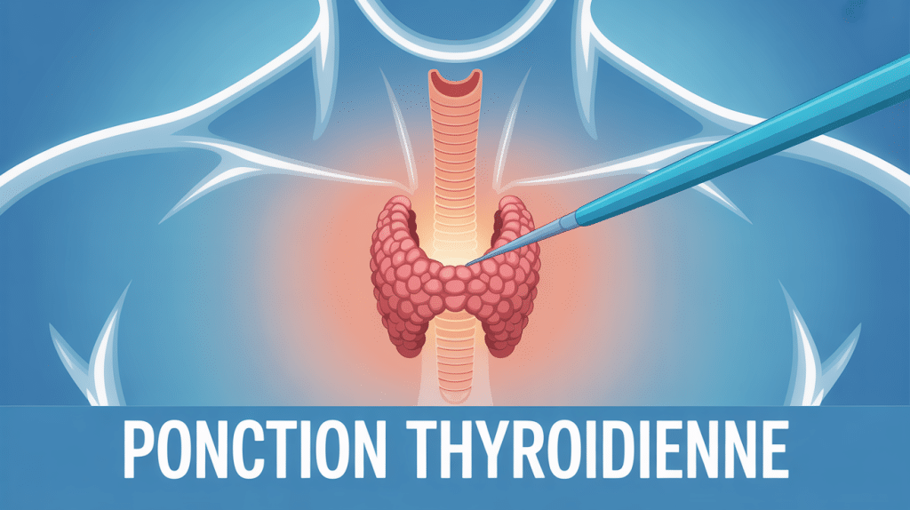 Vue stylisée ponction thyroïde effets secondaires, aiguille sur nodule