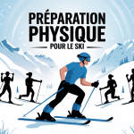 illustration preparation physique pour le ski avec skieur et exercices