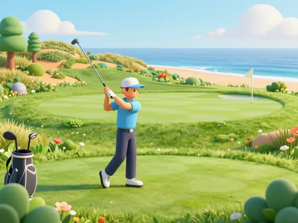 Golf en vendee bord de mer avec green et dunes