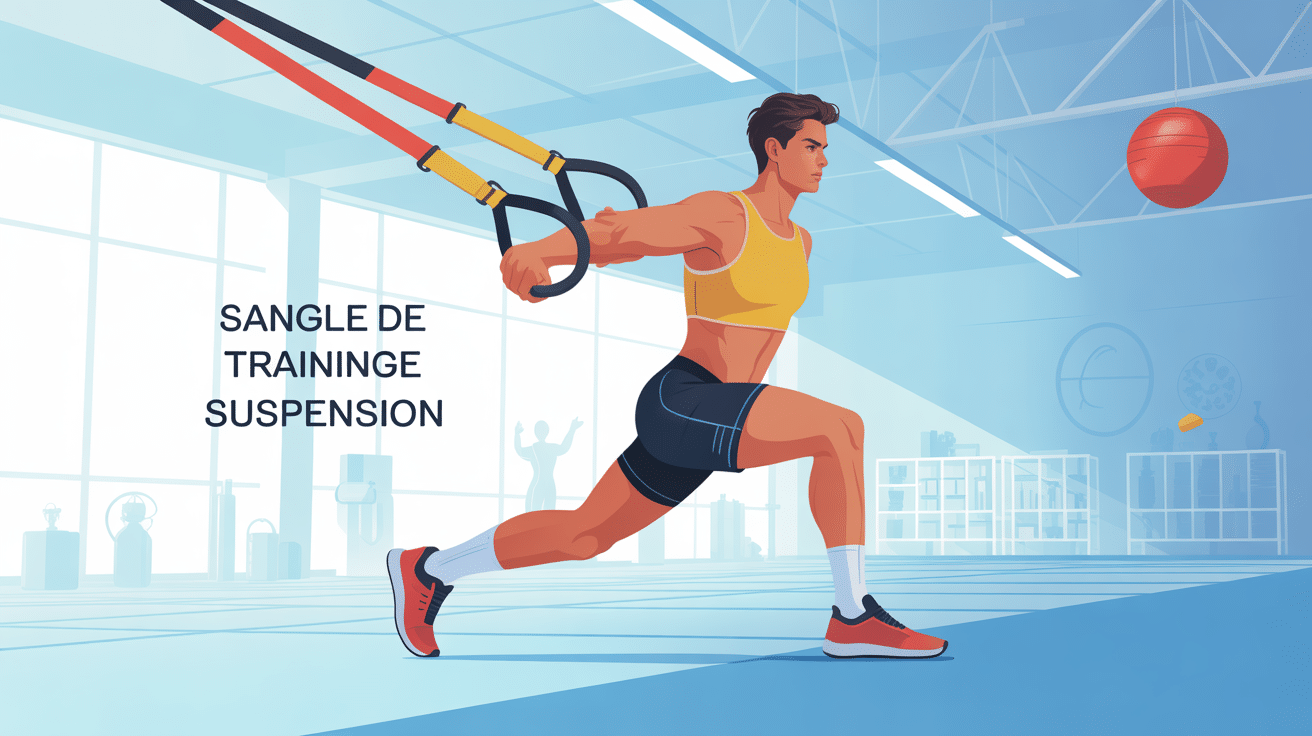 Sportif utilisant une sangle de suspension en intérieur