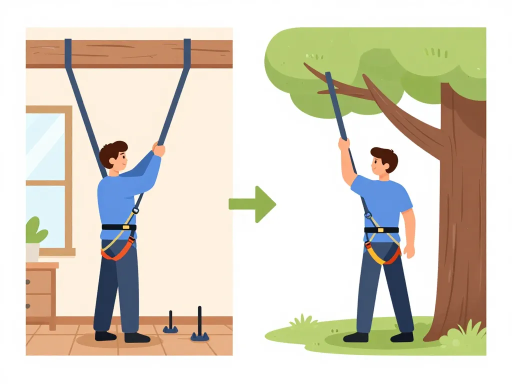Mise en place sangle de suspension en sécurité