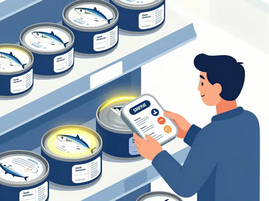 Illustration thon sans mercure choisir en supermarché