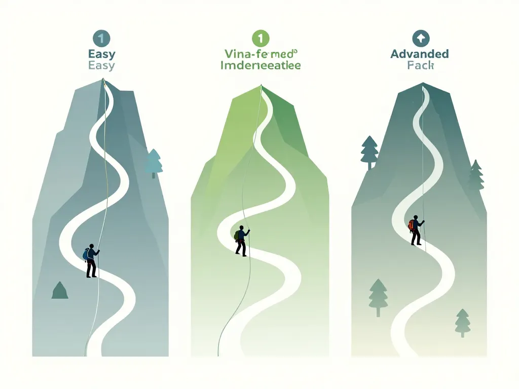 Diagramme concept via ferrata Dolomites niveaux difficulté