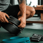 Accessoires de sport sur tapis en salle