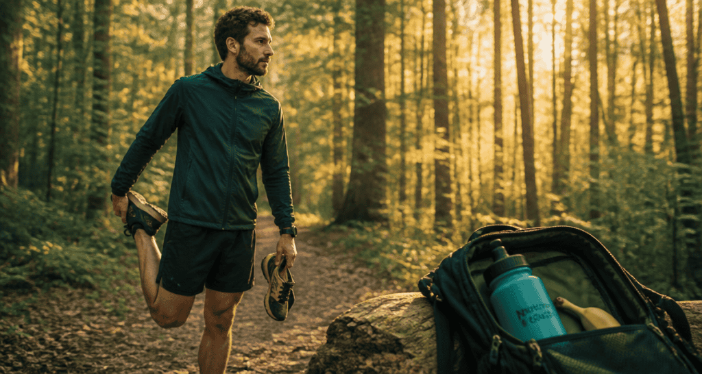 Courir avant ou apres manger, coureur, nutrition, forêt