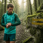 coureur vérifie frequence cardiaque endurance fondamentale en foret