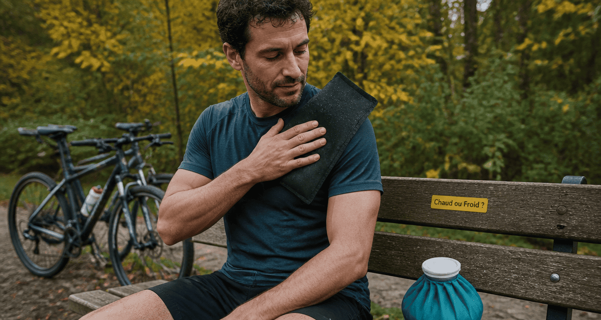 froid ou chaud sur contracture, sportif applique bouillotte épaule