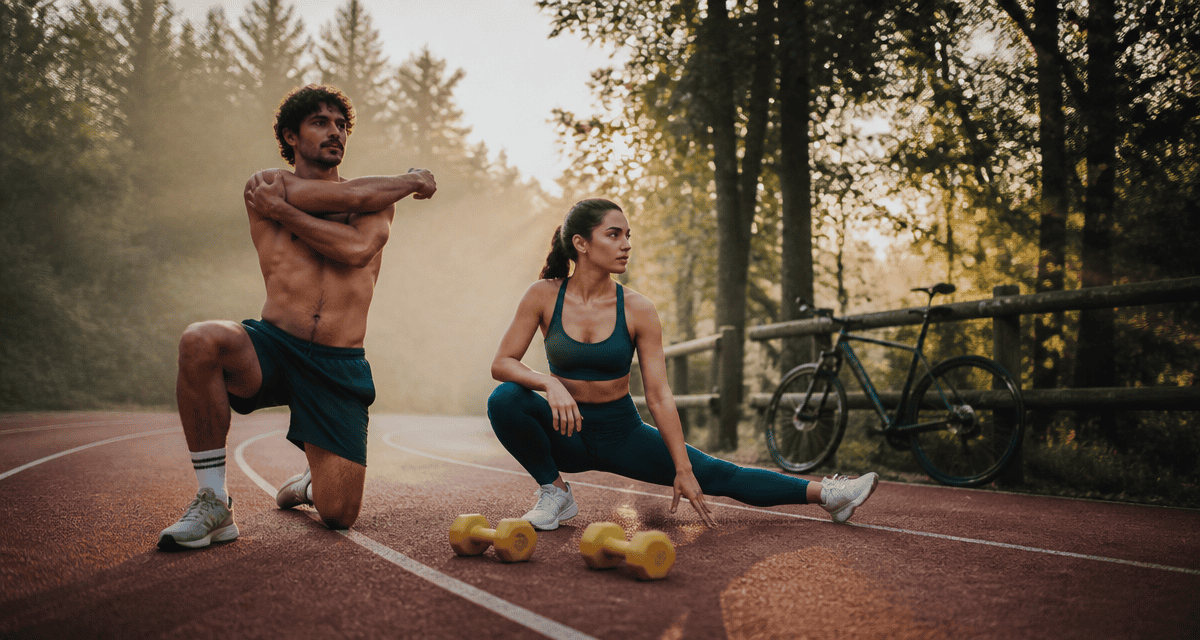 jogging et musculation homme femme haltères
