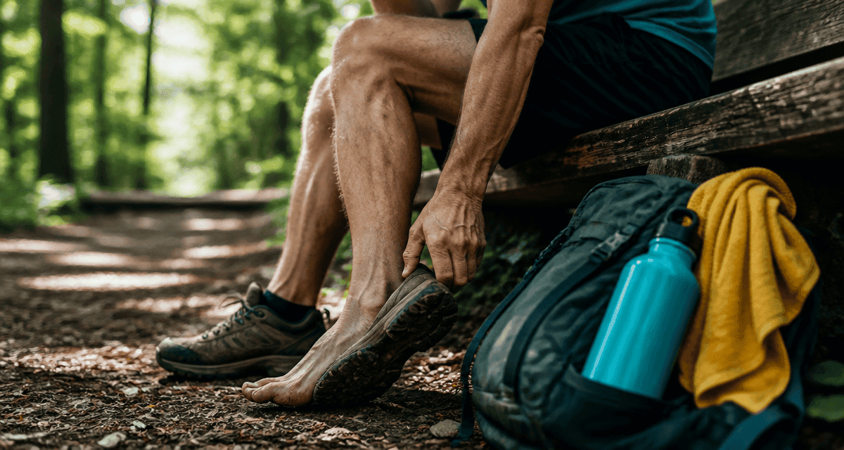 mal aux jambes apres avoir beaucoup marche randonneur assis