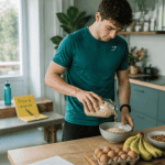 manger prise de masse jeune homme cuisine