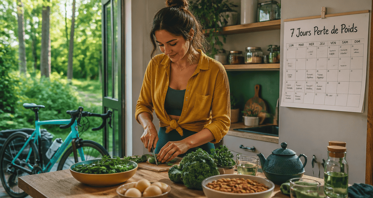 perdre poids 1 semaine femme cuisine saine vélo