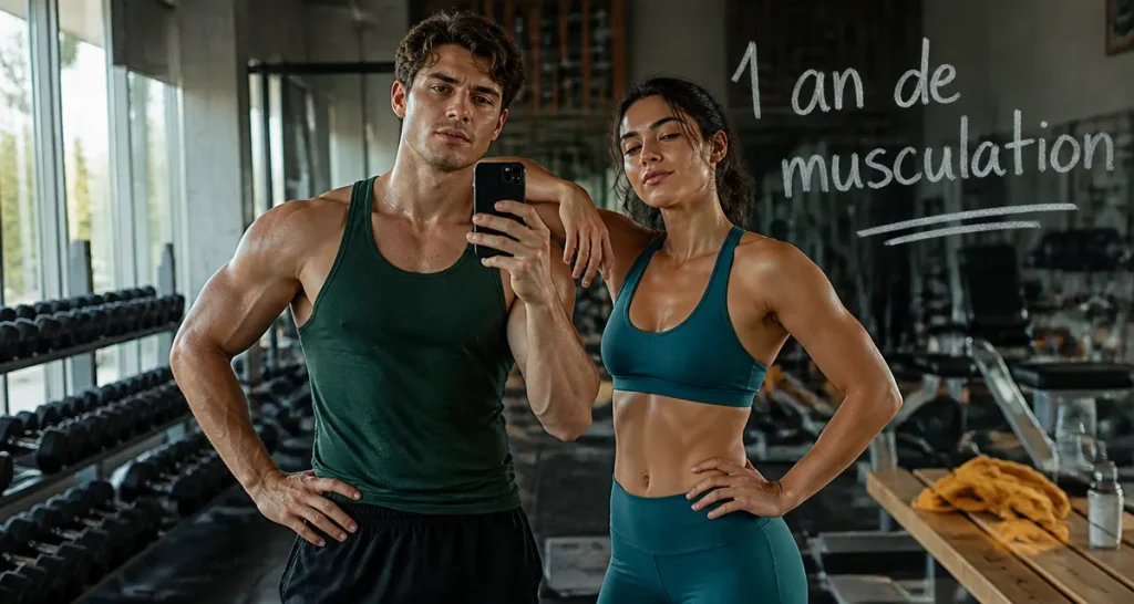 1 an de musculation avant apres photo miroir