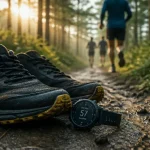 10 bienfaits de la course à pied : baskets noires, montre sport et panneau VO2MAX
