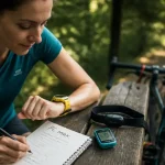 Calcul fc max femme : montre cardio au poignet en extérieur