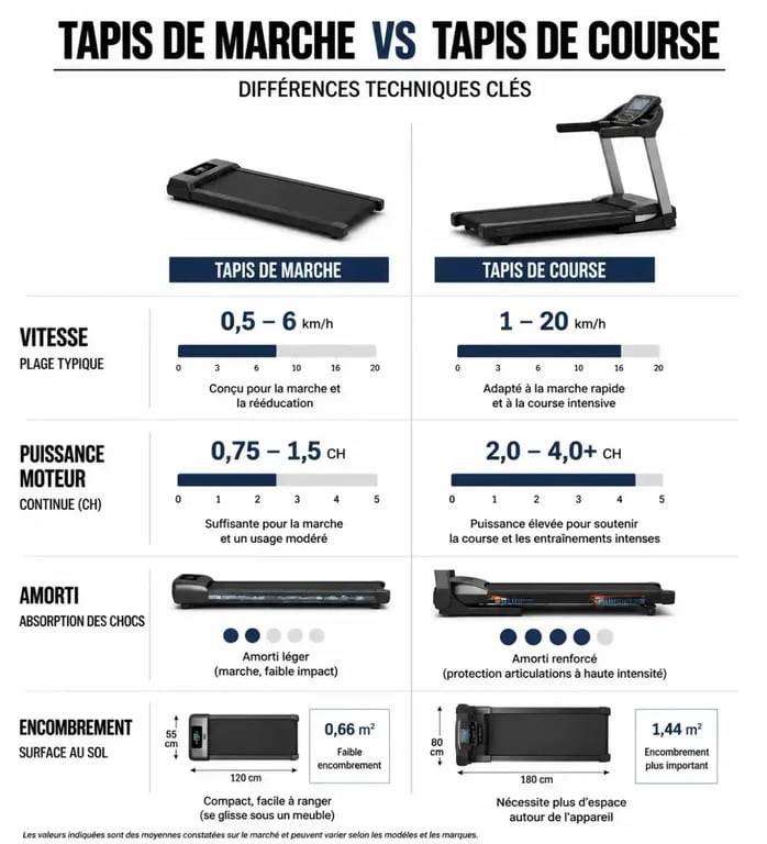 Comparatif tapis de course ou marche : différences techniques et choix pour le fitness