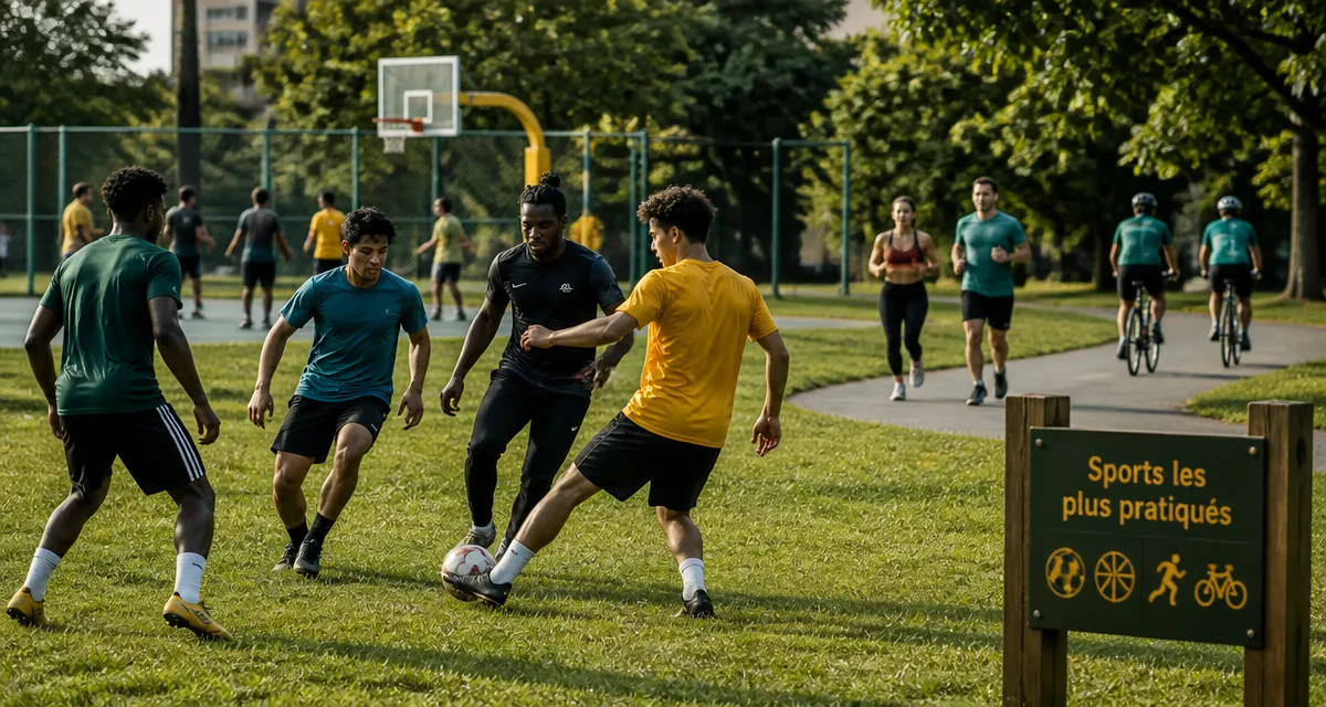 Top 20 des sports les plus pratiques au monde, jeunes jouant au football dans un parc