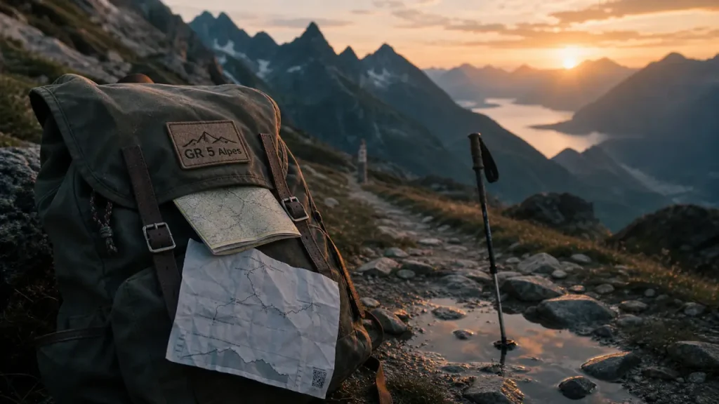 GR 5 Alpes : sac, carte topo et sentier alpin