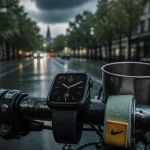 apple watch serie 10 avis : montre plus fine sur guidon de vélo