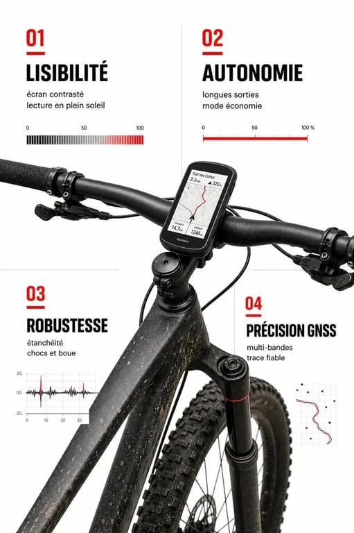 Comparatif visuel d’un gps pour le vtt avec les critères clés de choix
