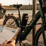 Location velo electrique bordeaux sur le quai, vélo électrique noir et vert