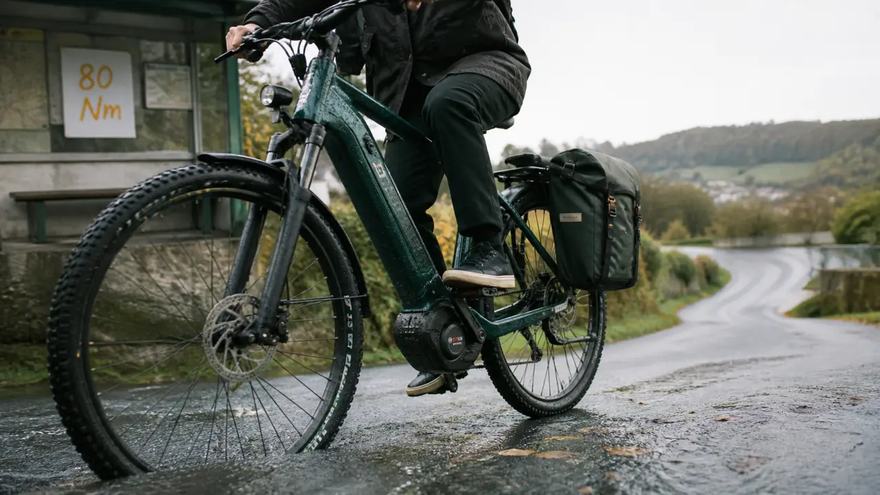 Vélo électrique couple 80 nm en côte, démarrage et charge
