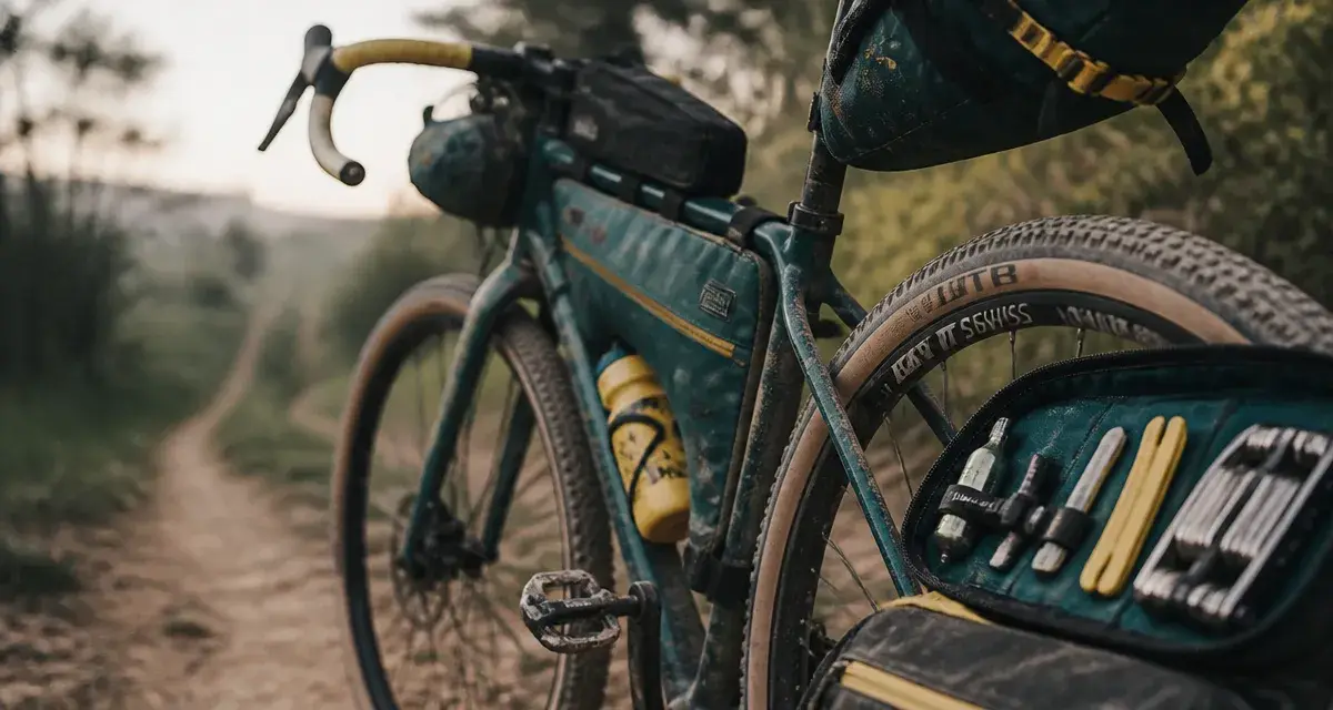 Accessoire gravel : sacoches, pneus tubeless et kit réparation sur vélo
