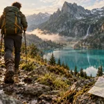 Plus belle randonnée france 1 jour : chaussures boueuses sur sentier vers lac d’altitude turquoise