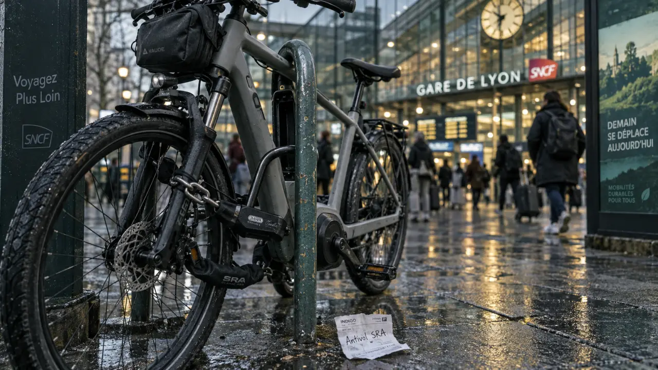 Antivol vélo électrique en U sur arceau scellé