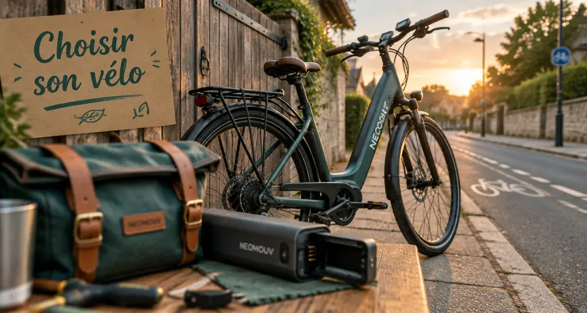 Néomouv vélo électrique près d’une piste cyclable, idéal pour trajets urbains