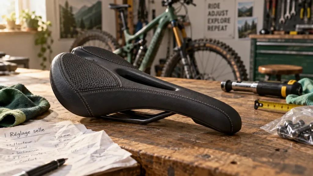 Une selle VTT adaptée soutient les ischions sans gêner le pédalage