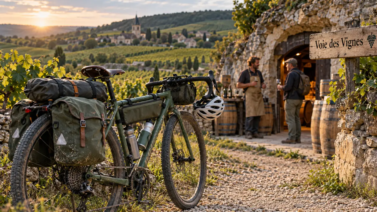 Voyage vélo grands vins en Bourgogne, vélo près des vignes